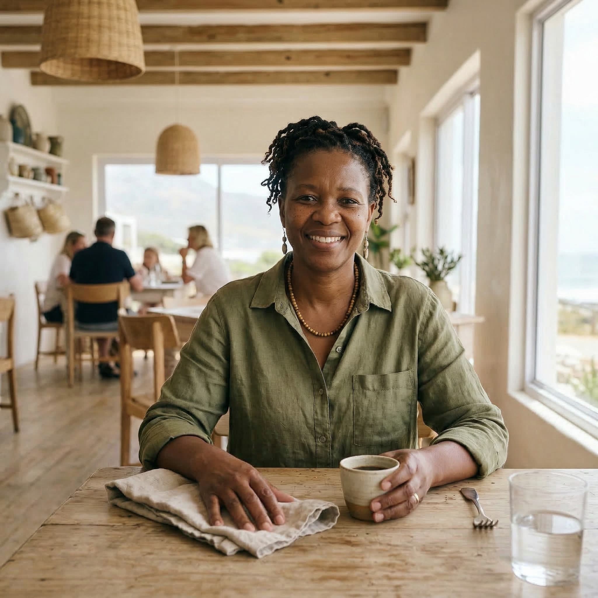 Portrait detail of the Salt & Fynbos founder or host