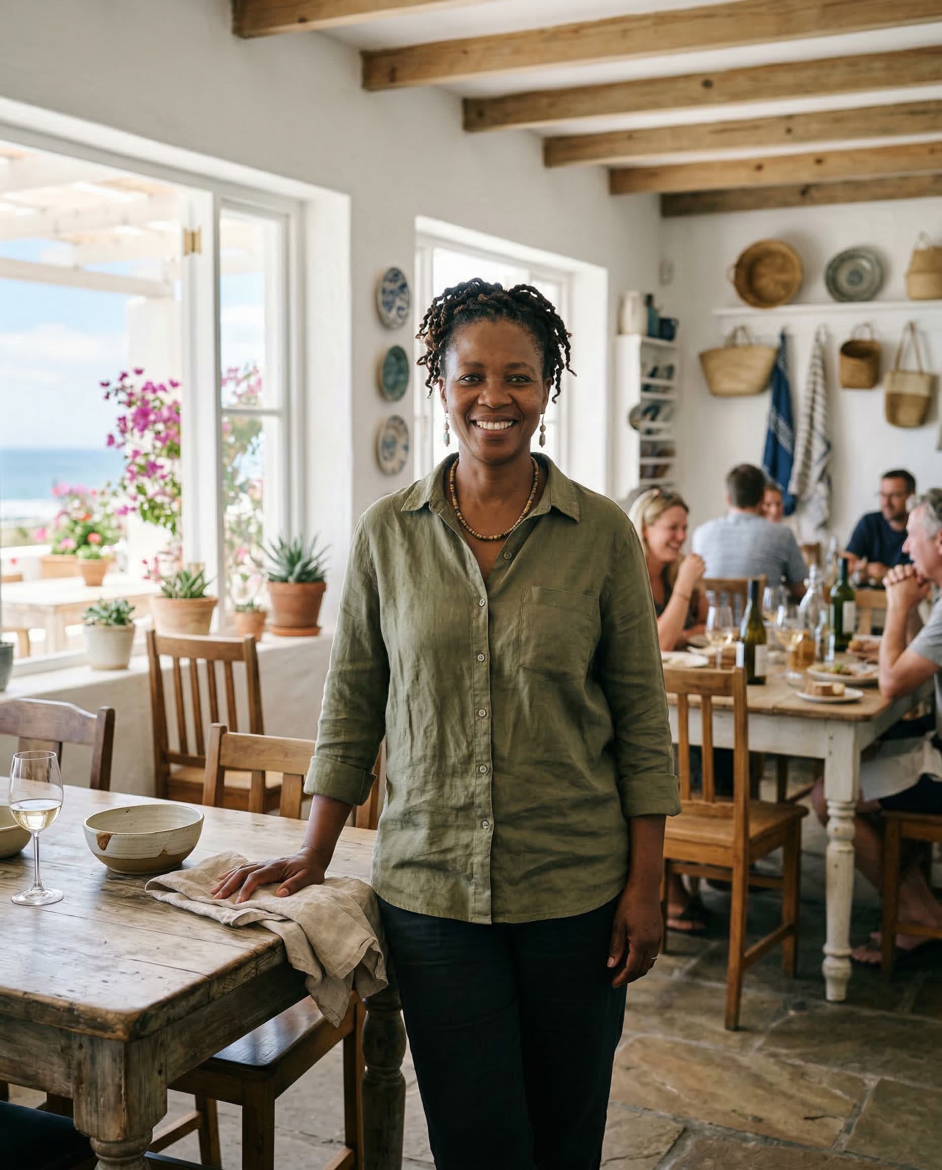 Owner or host portrait inside Salt & Fynbos