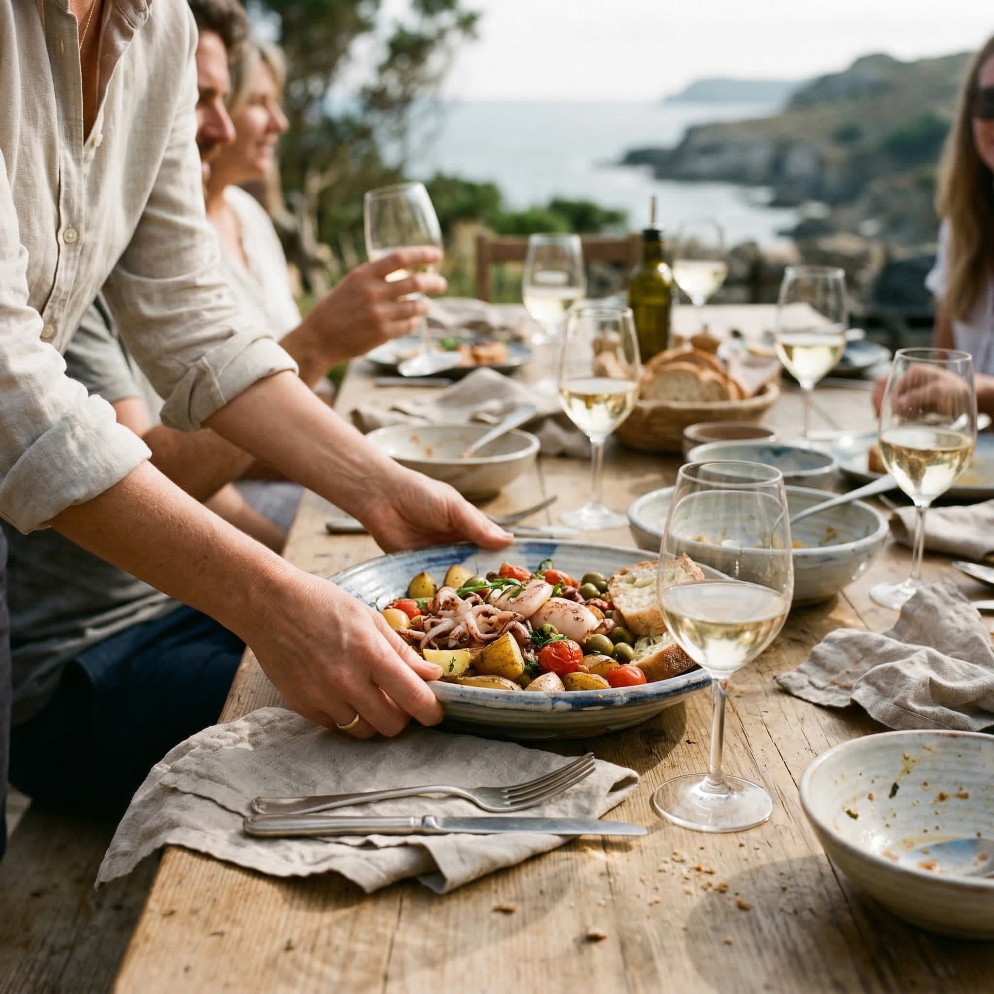 Shared table detail during service at Salt & Fynbos